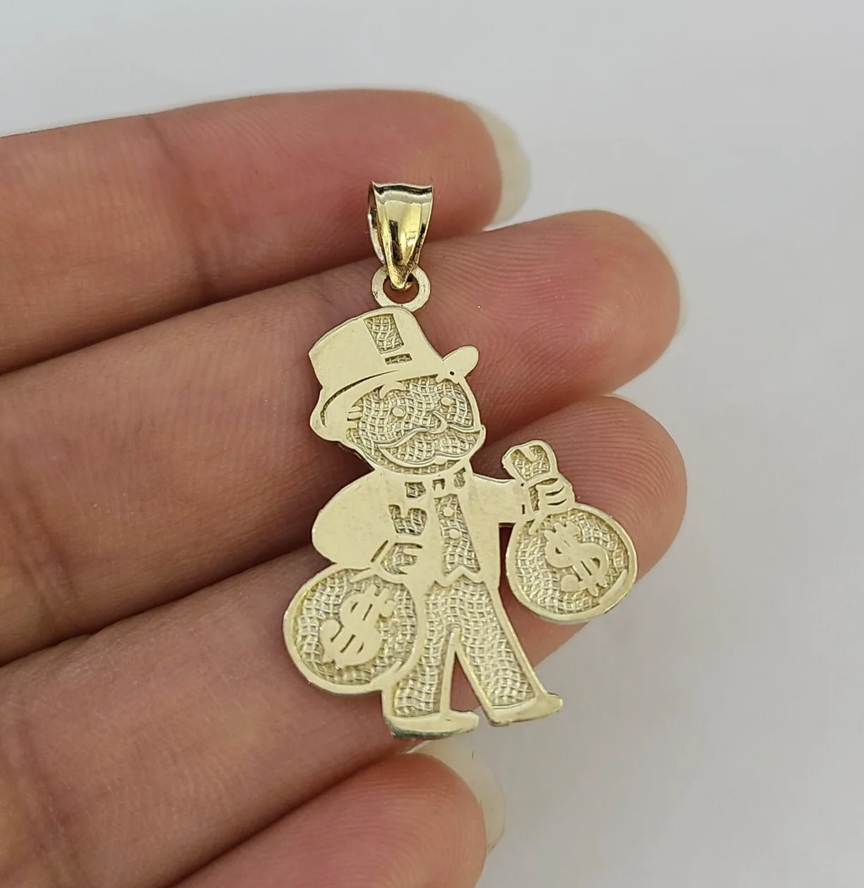 10k Grandpa Money Bag Charm Pendant REAL 10Kt Yellow Gold Real - Image 3