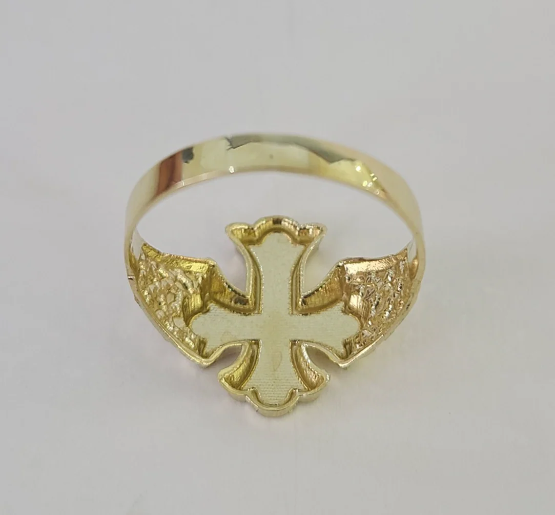 10k Jesus Cross Nugget Ring Casual Band Yellow Gold Genuine Brand New Religious All Sizes - Image 4