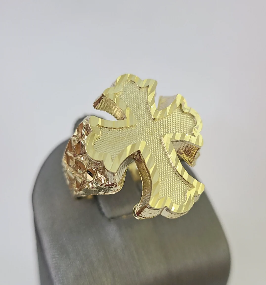 10k Jesus Cross Nugget Ring Casual Band Yellow Gold Genuine Brand New Religious All Sizes - Image 5