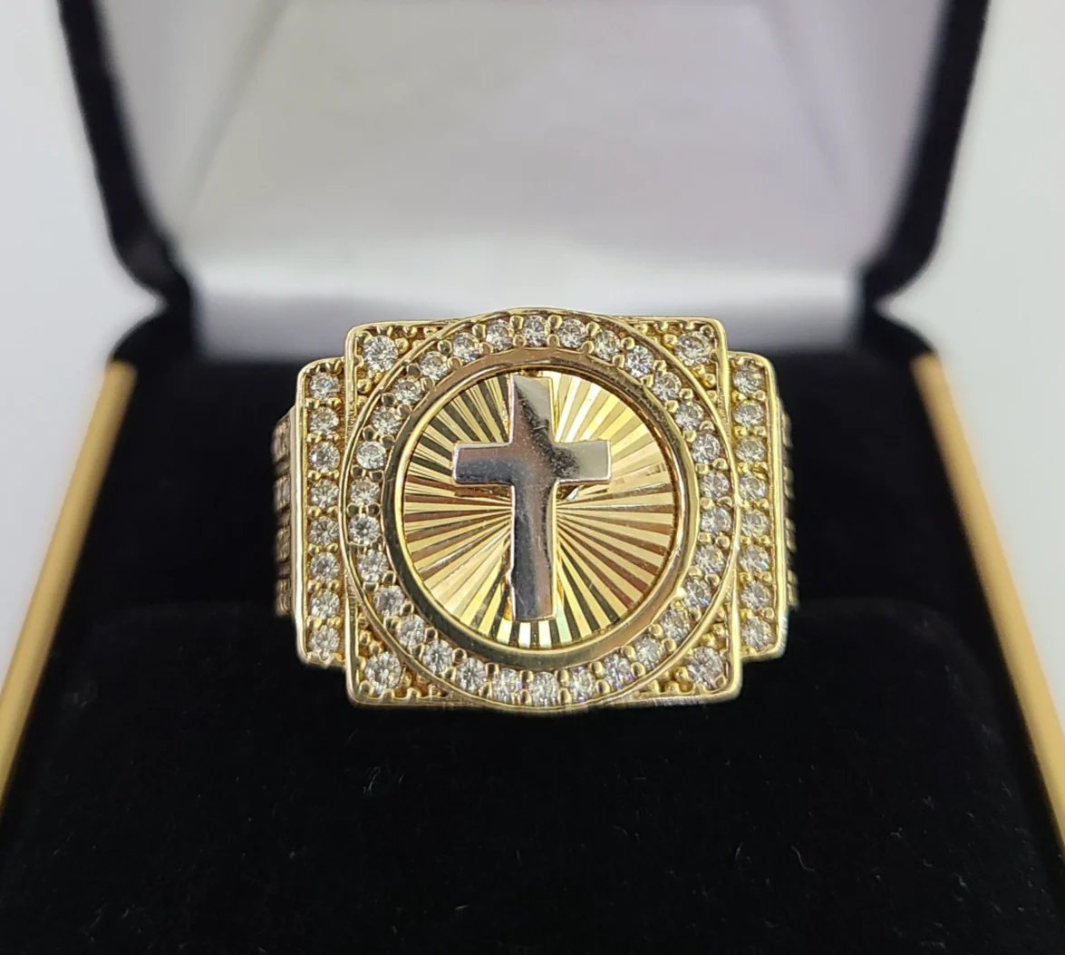 10k Jesus Cross Ring Casual Band Yellow Gold Genuine Brand New Religious All Sizes - Image 4