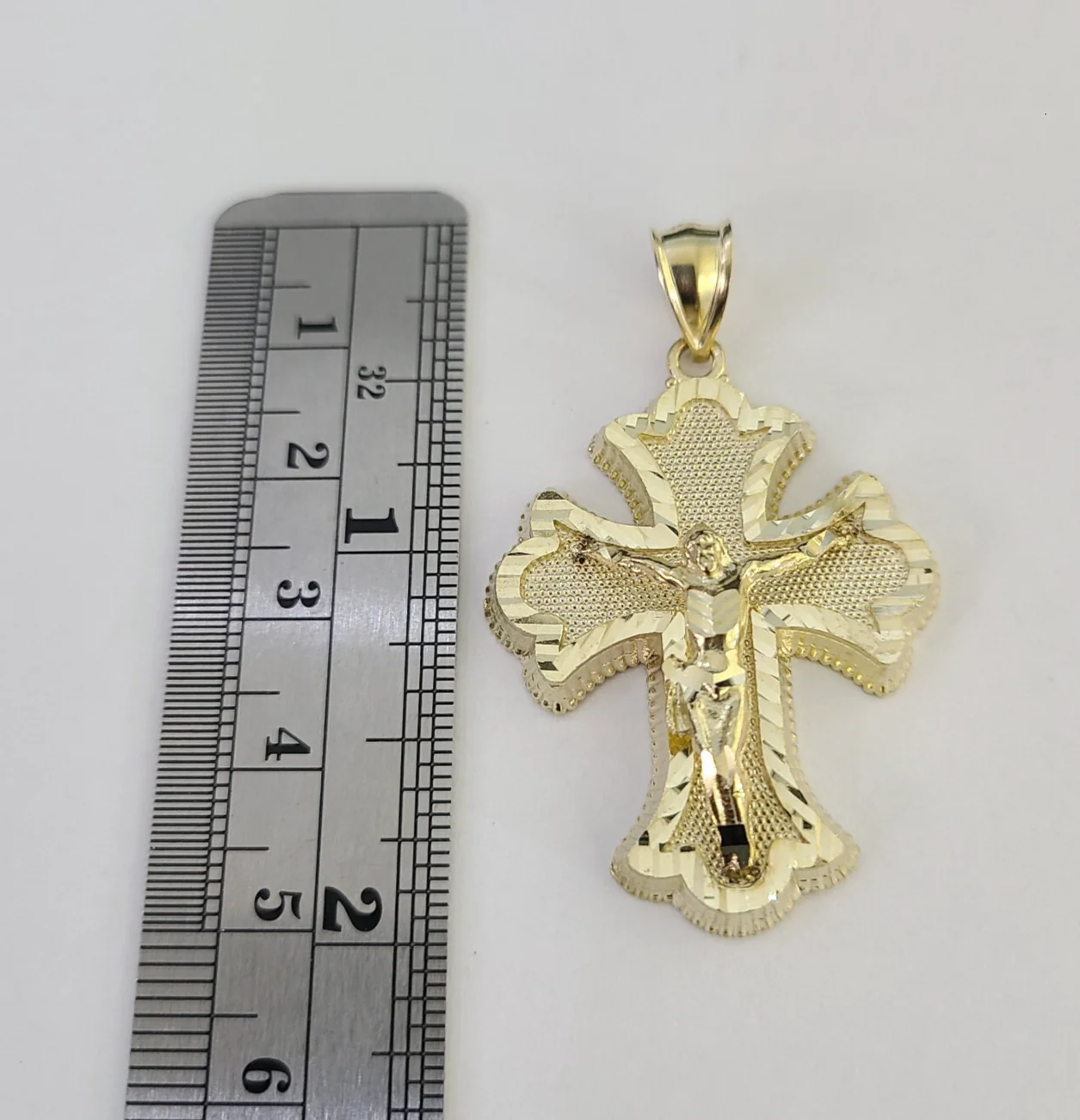 10k Jesus Crucifix Cross Charm Pendant Roman Religious REAL 10Kt Yellow Gold - Image 2