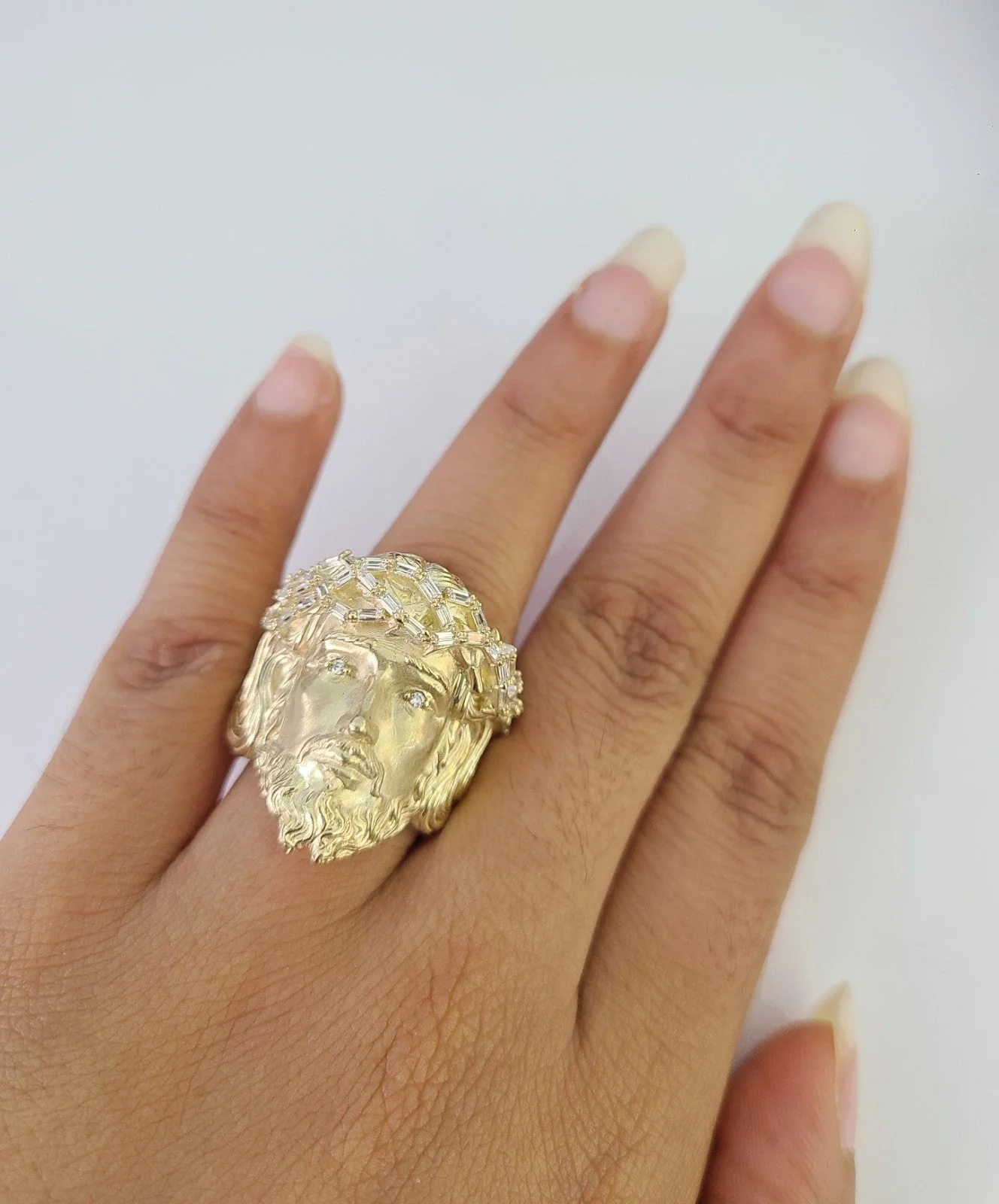 10k Jesus Head Ring Casual Band Yellow Gold Genuine Brand New Religious All Sizes - Image 2