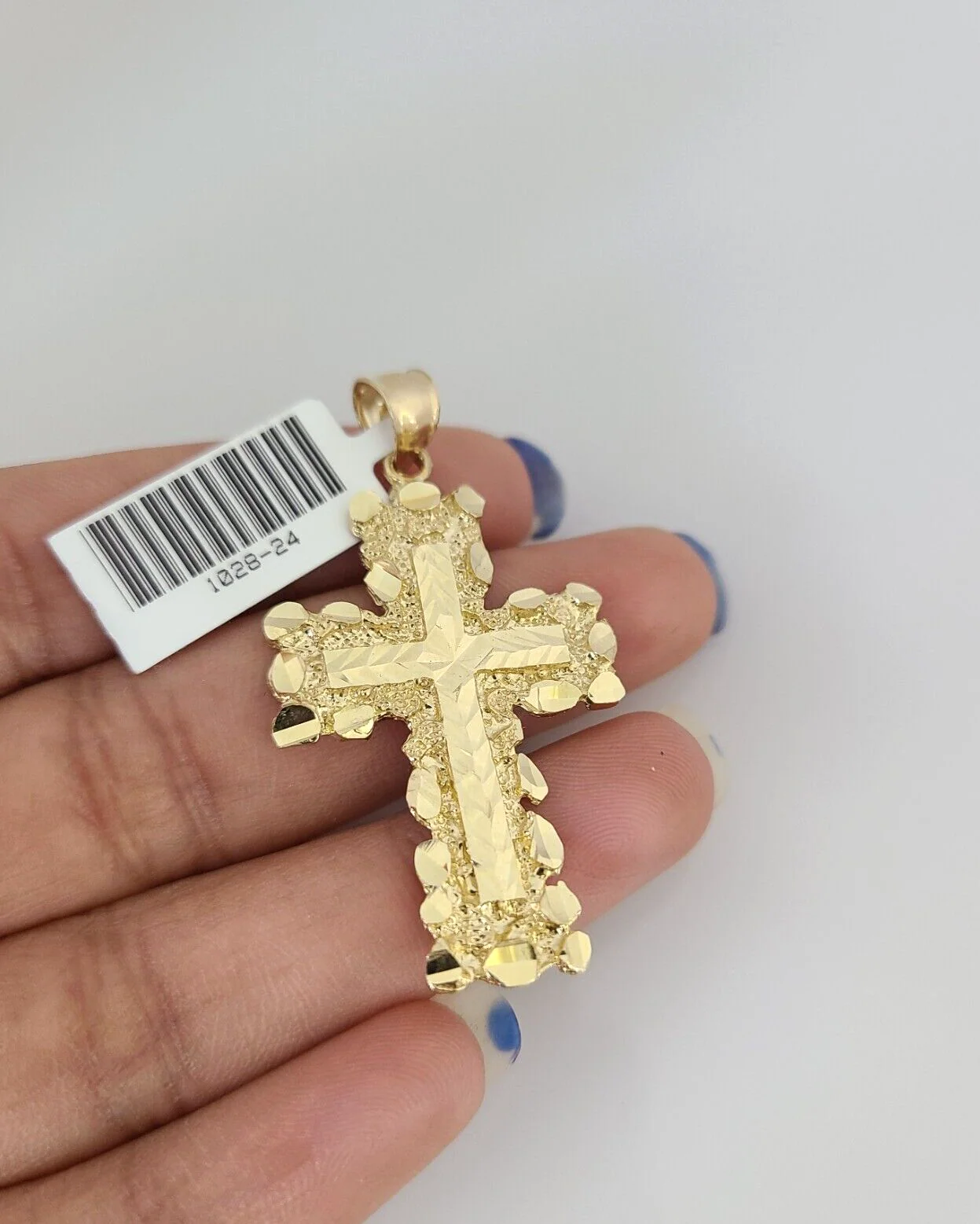 10k Jesus Nugget Cross Charm Pendant REAL 10Kt Religious Yellow Gold Genuine
