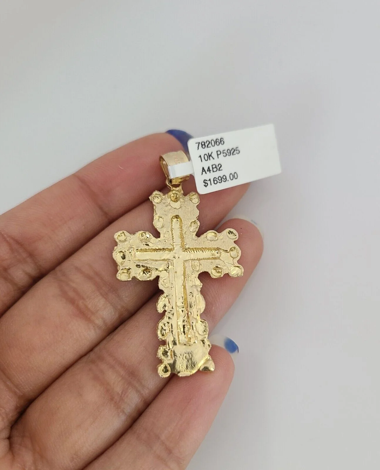 10k Jesus Nugget Cross Charm Pendant REAL 10Kt Religious Yellow Gold Genuine - Image 5