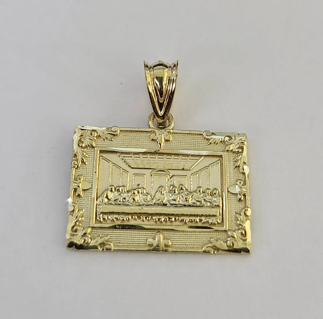 10k Last Supper Charm Pendant REAL 10Kt Yellow Gold Genuine