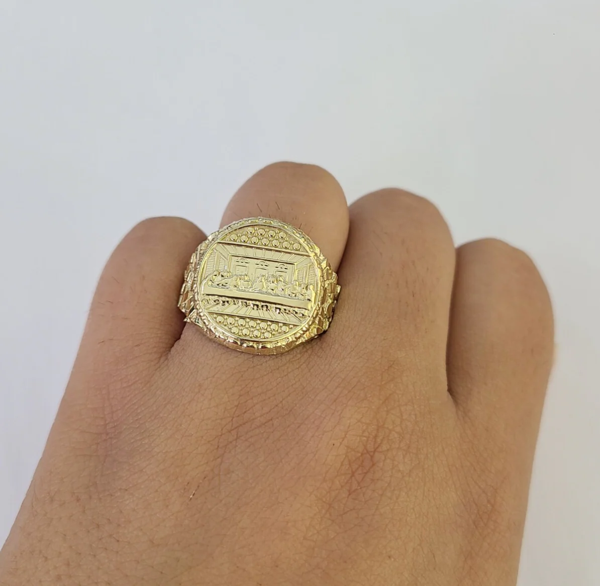 10k Last Supper Ring Casual Band Yellow Gold Genuine Brand New Religious All Sizes