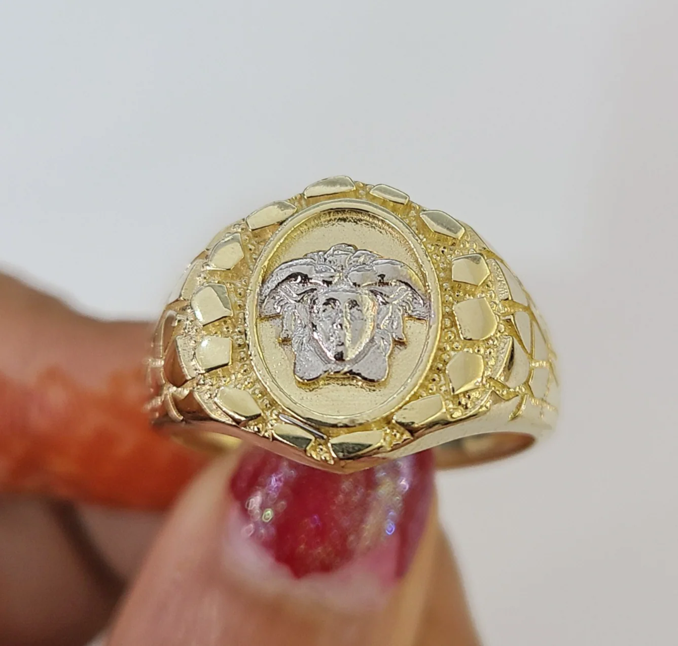 10k Medusa Head Ring Yellow Gold Men Real Genuine All Sizes - Image 3