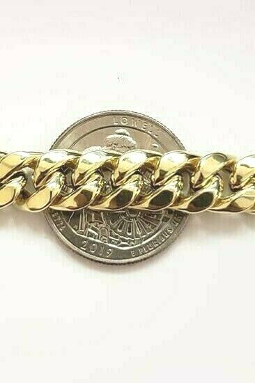 10K Men's Yellow Gold Miami Cuban Bracelet 8.5 Inches 9mm long Box Lock - Image 7