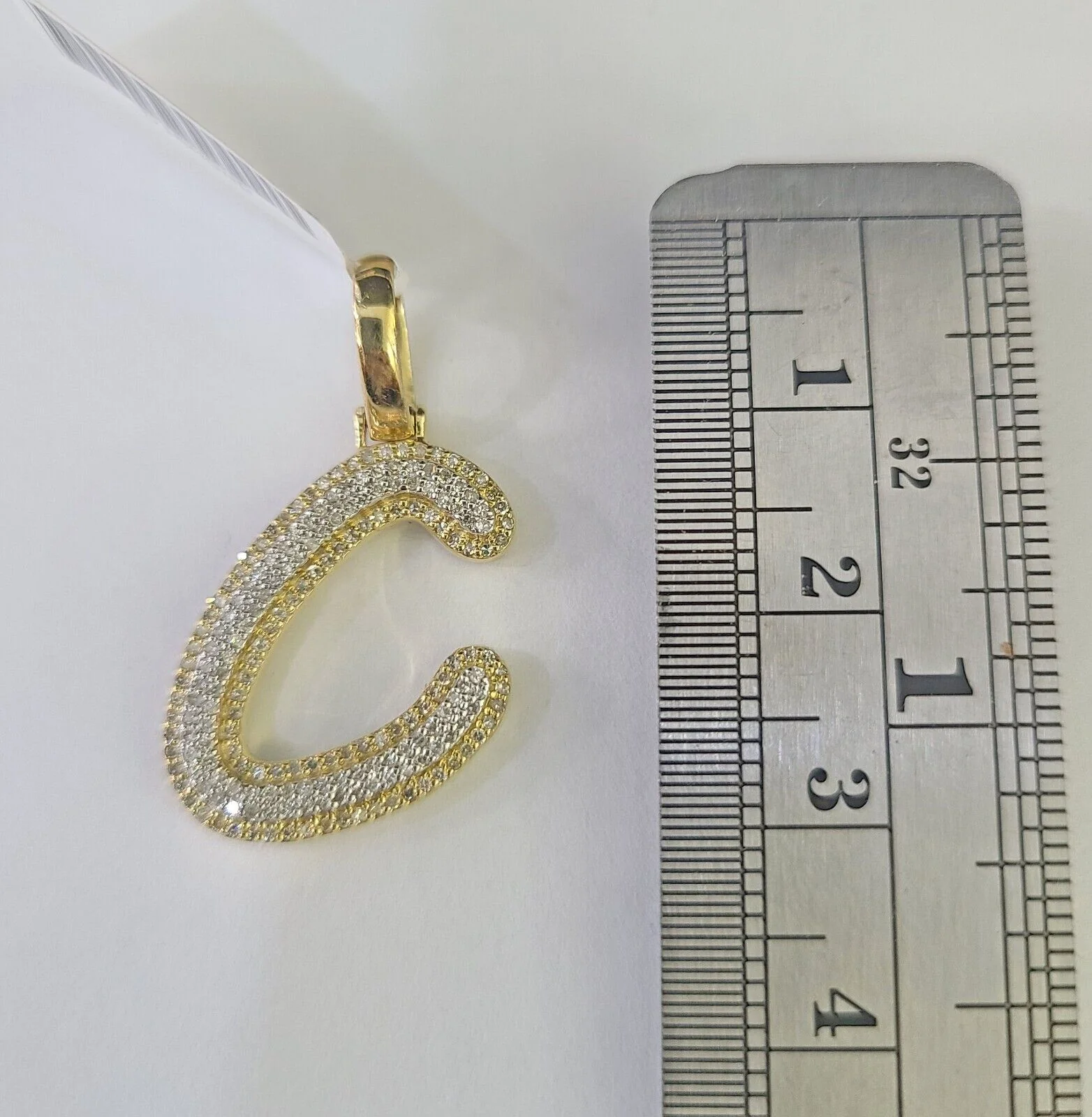 10k Miami Cuban Chain C Diamond Charm Set 4mm 18-26"Yellow Gold Necklace Pendant - Image 3
