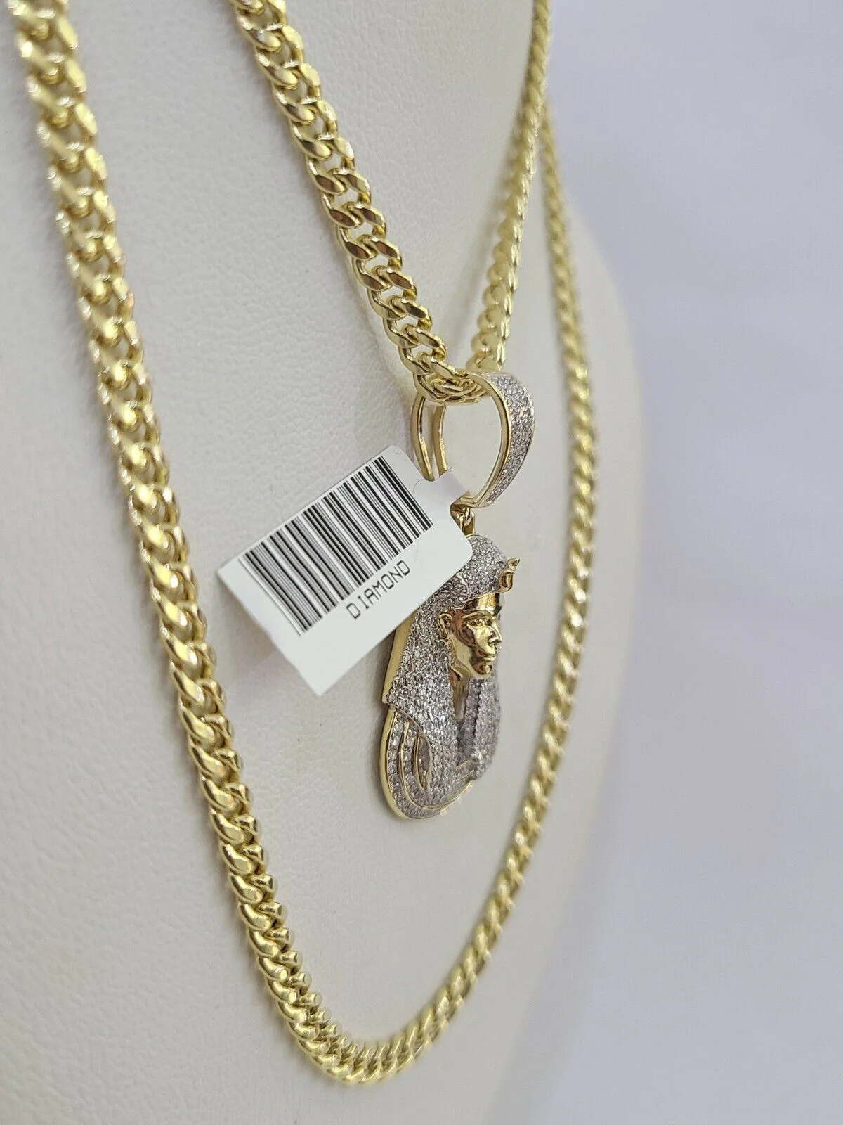 10k Miami Cuban Chain Pharaoh Charm Set 4.5mm 20"-28" Necklace Pendant Gold - Image 5