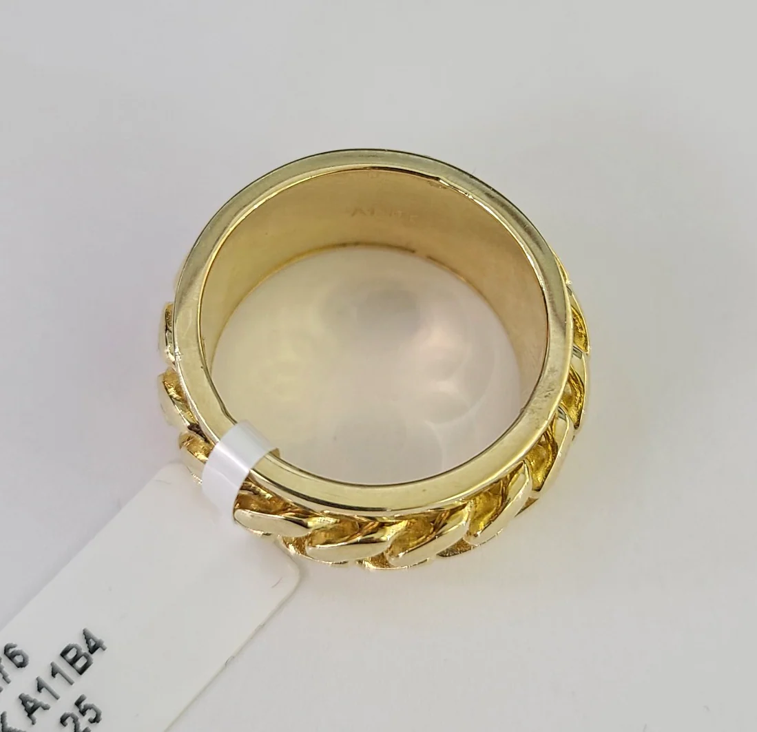 10k Miami Cuban Ring Casual Band Yellow Gold Genuine Brand New All Sizes - Image 3