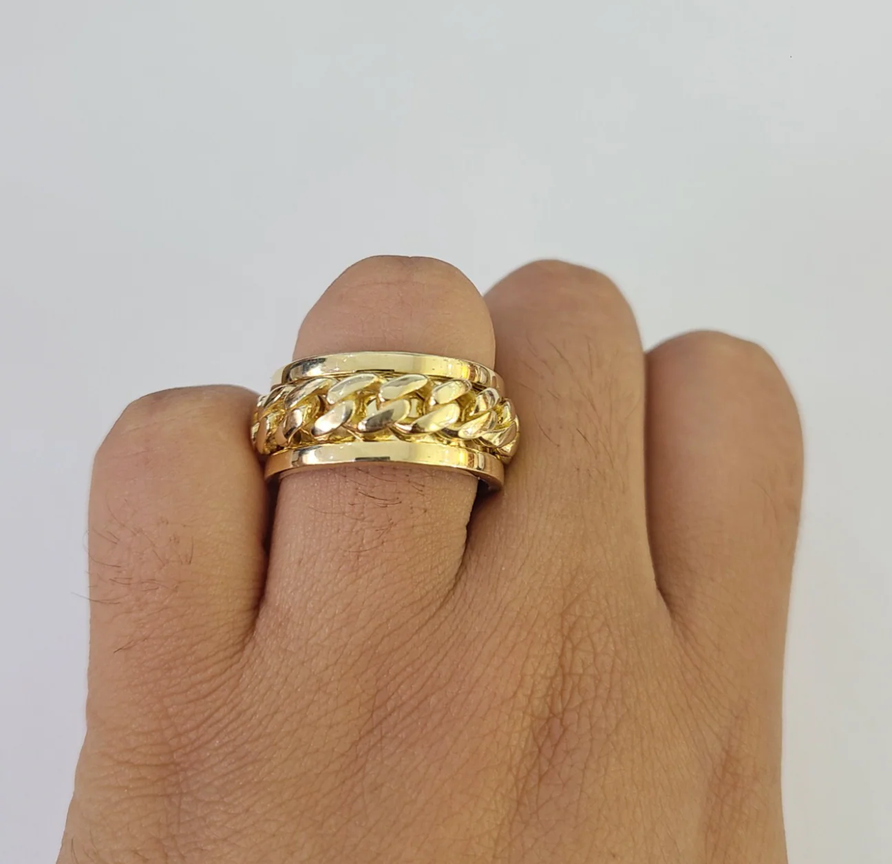 10k Miami Cuban Ring Casual Band Yellow Gold Genuine Brand New All Sizes - Image 4
