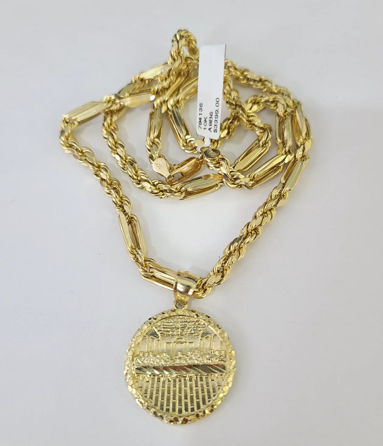 10k Milano Rope Chain Last Supper Charm Necklace SET 5mm 18"-28" Pendant - Image 5