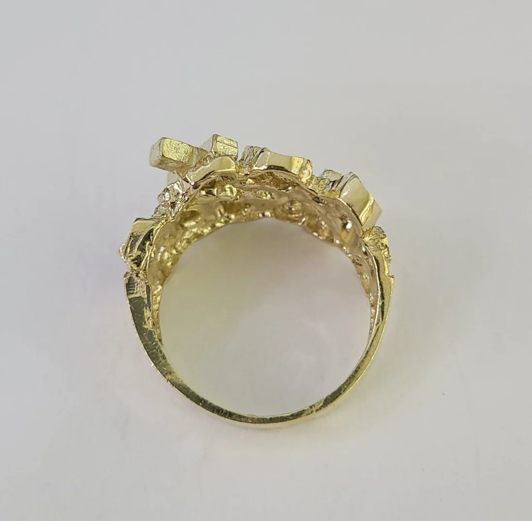 10k Nugget Jesus Cross Ring Casual Band Yellow Gold Genuine Brand New Religious All Sizes - Image 6