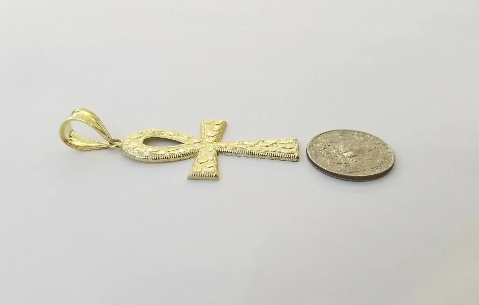 10k Nugget Style Yellow Gold Cross Pendant Real 10kt Mens Jesus Cross Pendant - Image 7