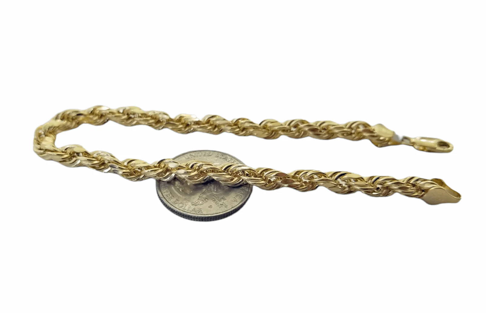 10K Real Gold Bracelet 9" Inch Rope Chain 5mm Lobster Lock Yellow Gold - Image 4