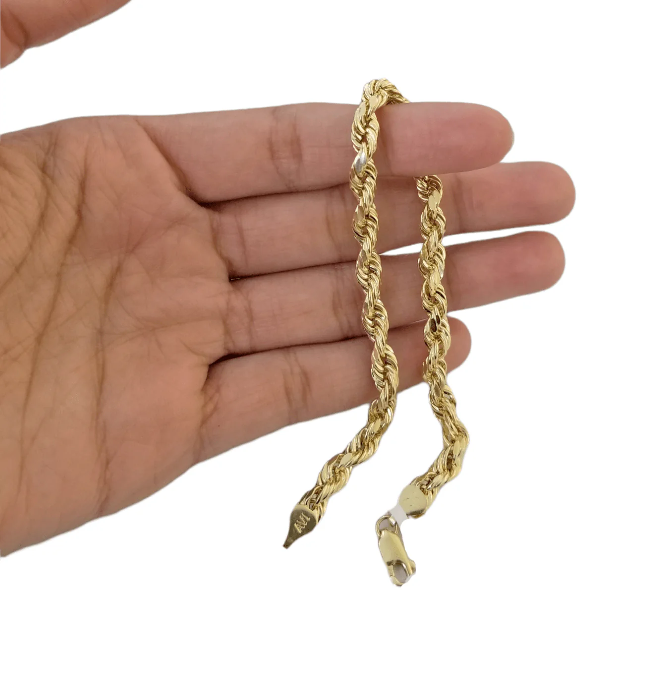 10K Real Gold Bracelet 9" Inch Rope Chain 5mm Lobster Lock Yellow Gold - Image 5