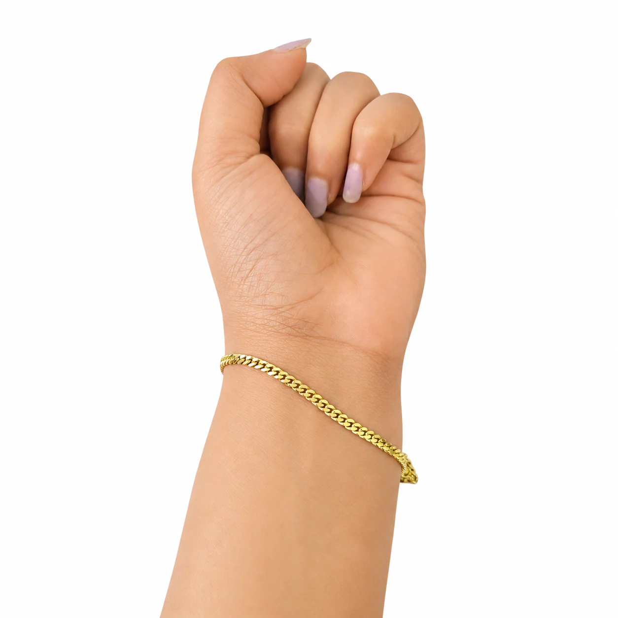 10k Real Solid Gold Miami Cuban Bracelet 3mm Link 8" inch Women Ladies - Image 2