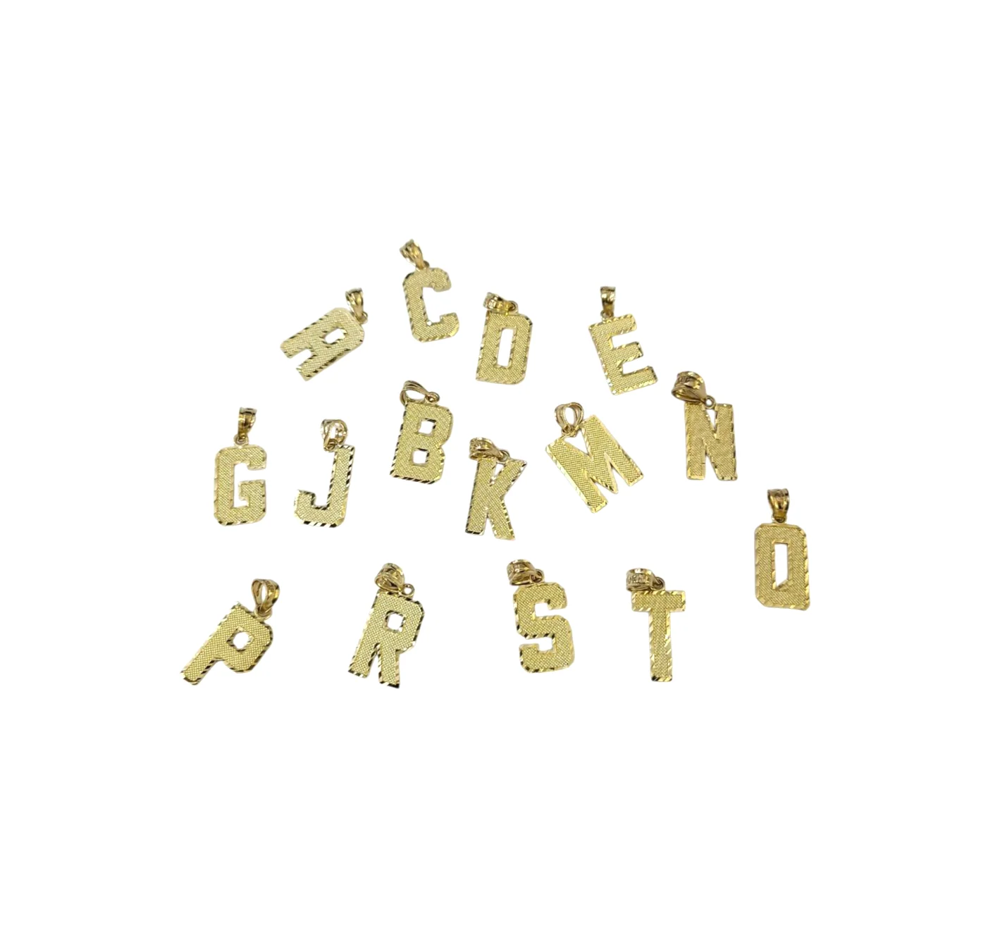 10K Real Yellow Gold Initial Letter Charm Pendant A–Z Alphabet Men Women