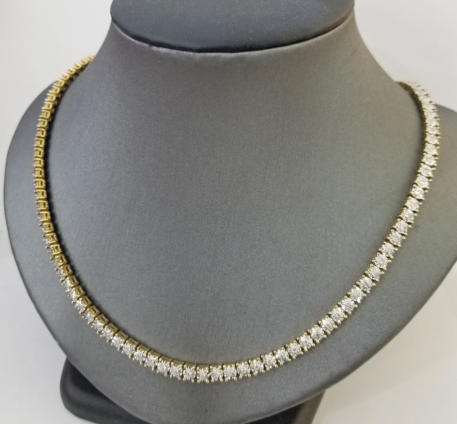 10k Real Yellow Gold Real Diamond Tennis Chain Necklace 2.57CT 22" Inch - Image 5