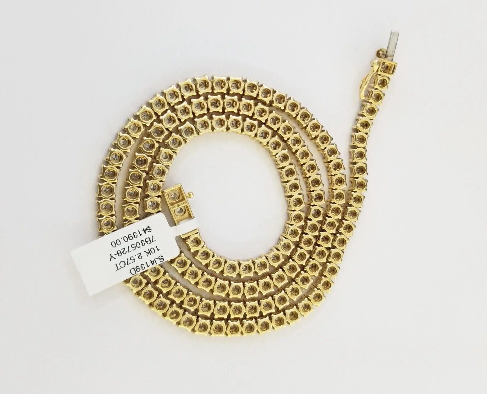 10k Real Yellow Gold Real Diamond Tennis Chain Necklace 2.57CT 22" Inch - Image 7