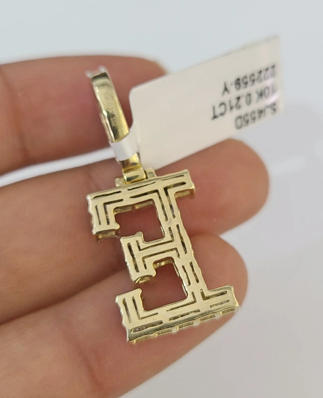 10k Rope Chain E Diamond Initial Charm Necklace Pendant Set 2mm 18"-24" Gold - Image 7