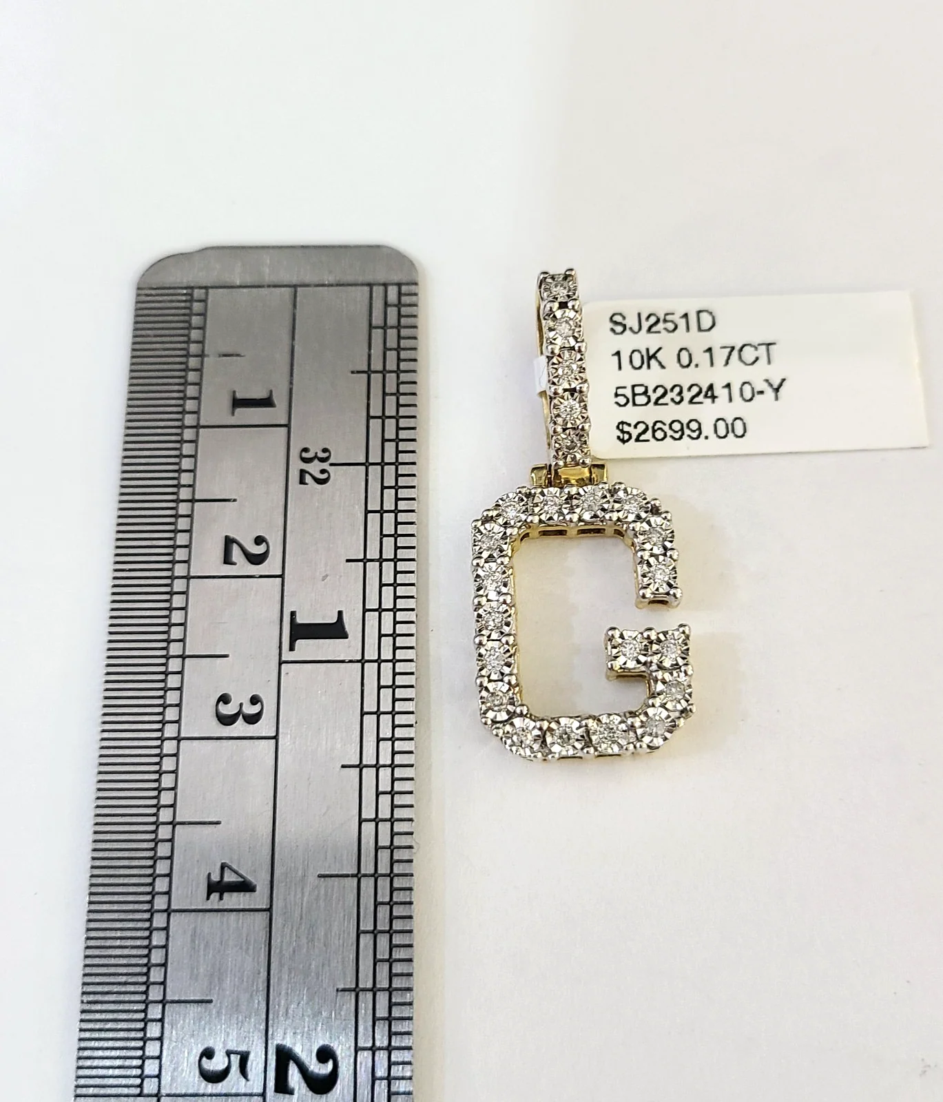 10k Rope Chain G Diamond Initial Charm Necklace Pendant Set 2mm 18"-24" Gold - Image 2