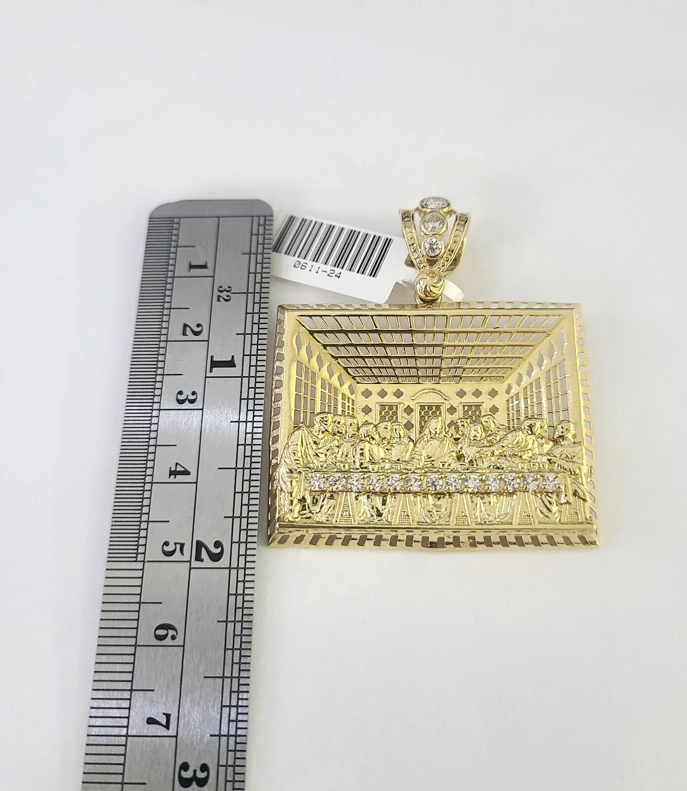 10k Rope Chain Last Supper Charm Pendant Yellow Gold 18"-30'' Inch 7mm Necklace - Image 3