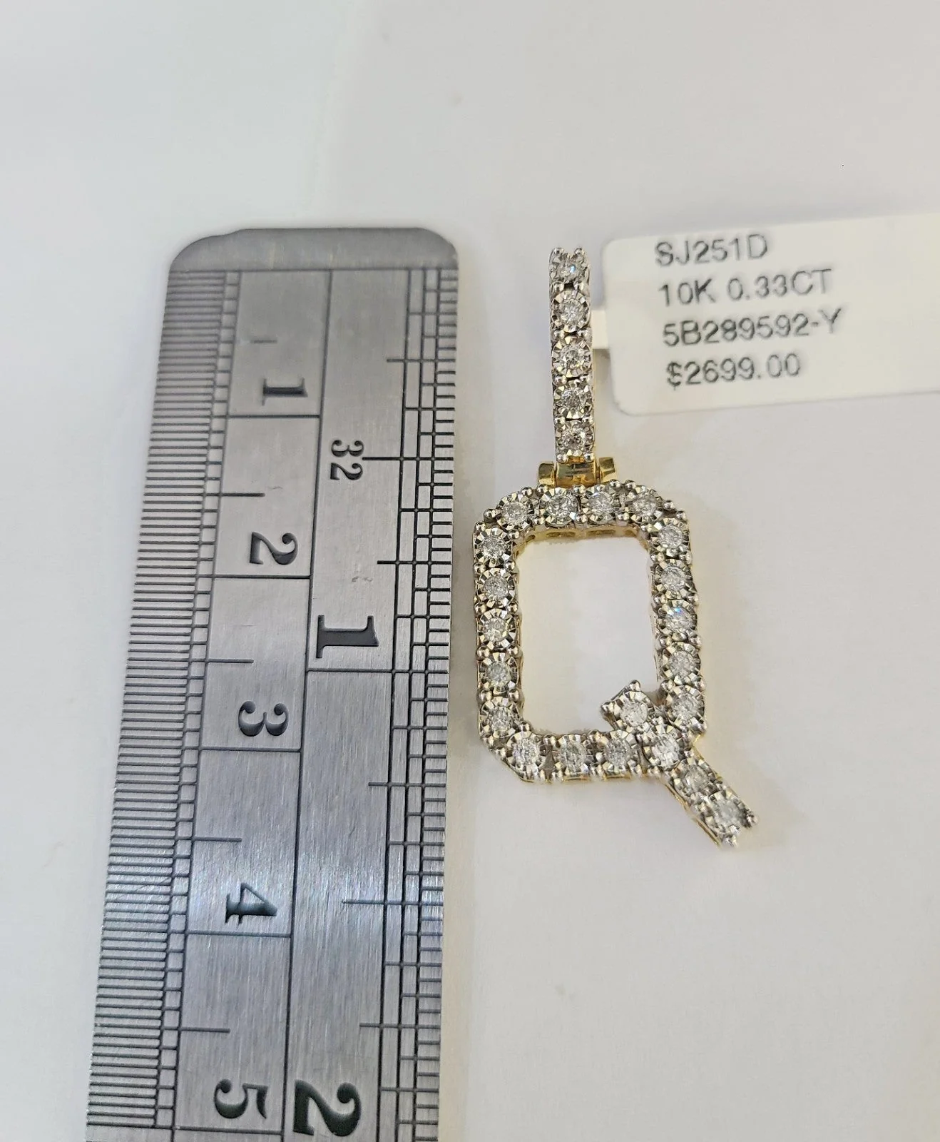 10k Rope Chain Q Diamond Initial Charm Necklace Pendant Set 4mm 20"-30" Gold - Image 2
