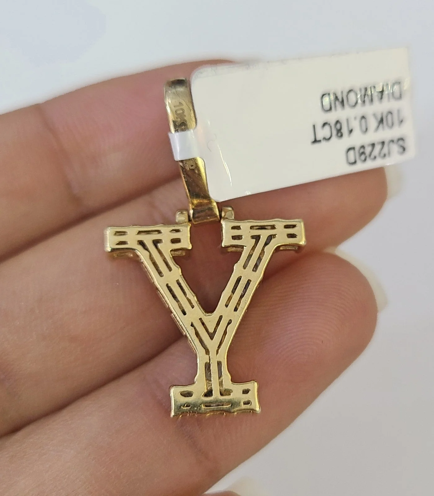 10k Rope Chain Y Diamond Initial Charm Necklace Pendant Set 2mm 18"-24" Gold - Image 7