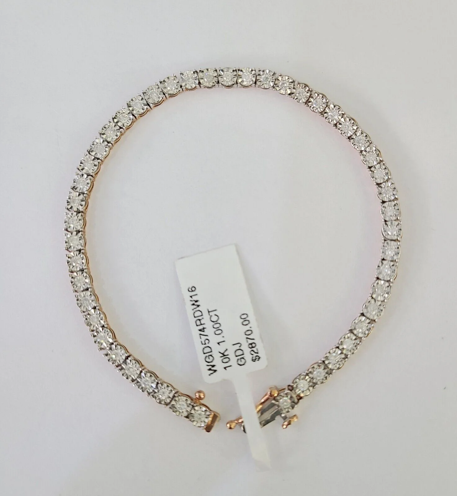 10K Rose Gold Diamond Bracelet Women Ladies 7" REAL Genuine Gold - Image 4