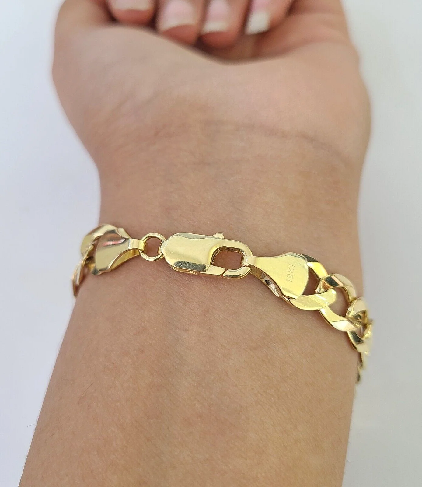 10k Solid Cuban Curb Link Bracelet Gold 9.5mm 8 Inches Real Yellow Gold - Image 7