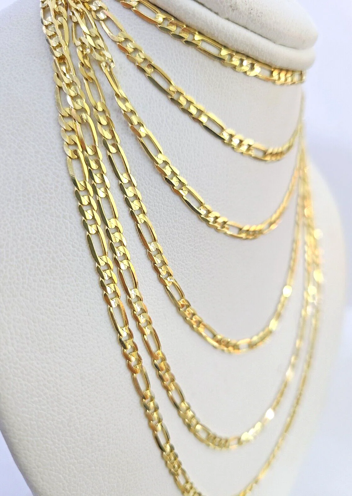 10K Solid Figaro Link Chain Necklace Yellow Gold 3mm 18" 20" 22" 10kt - Image 4
