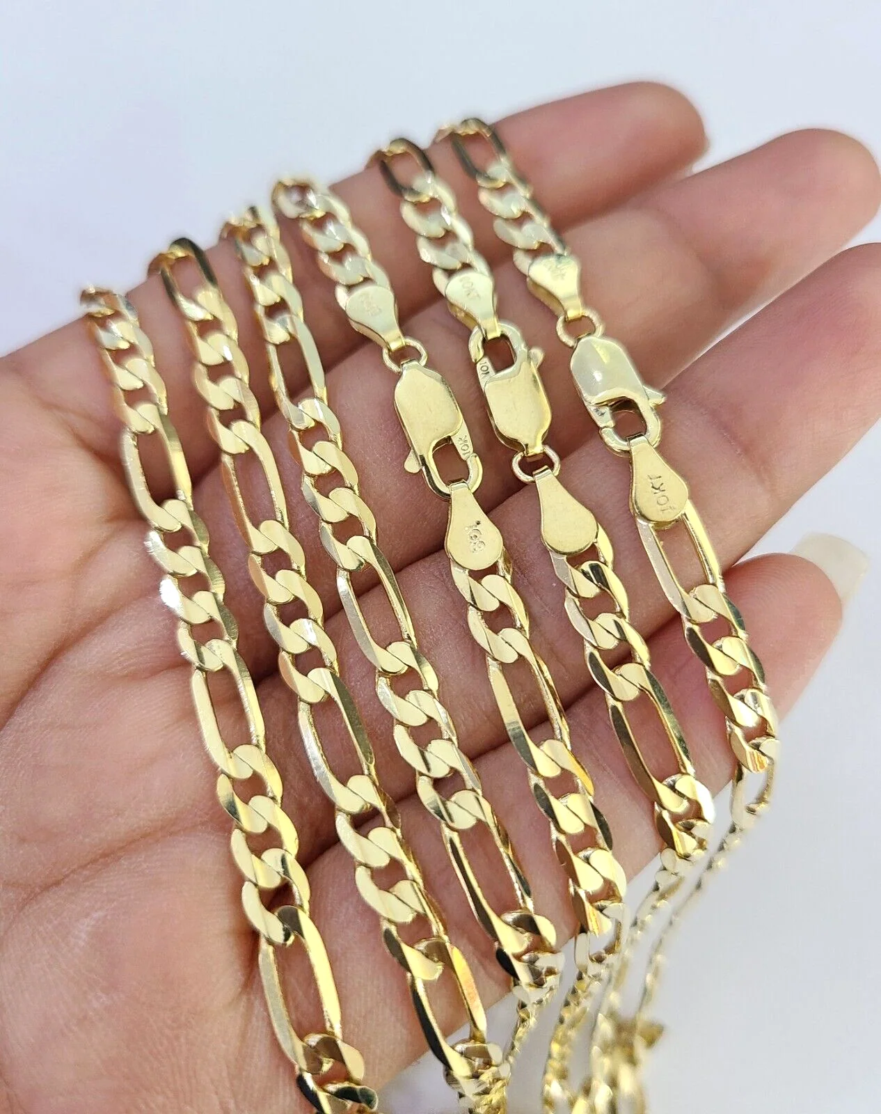 10K Solid Figaro Link Chain Necklace Yellow Gold 4.5mm 20" 22" 24" 10kt - Image 3