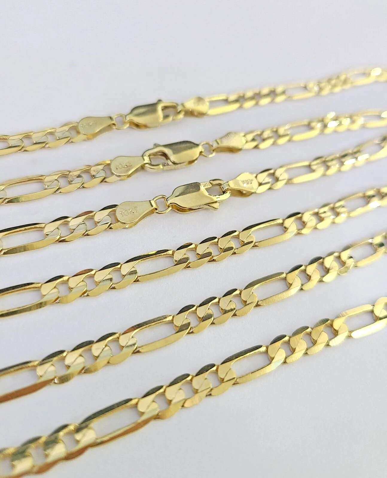 10K Solid Figaro Link Chain Necklace Yellow Gold 4.5mm 20" 22" 24" 10kt - Image 4