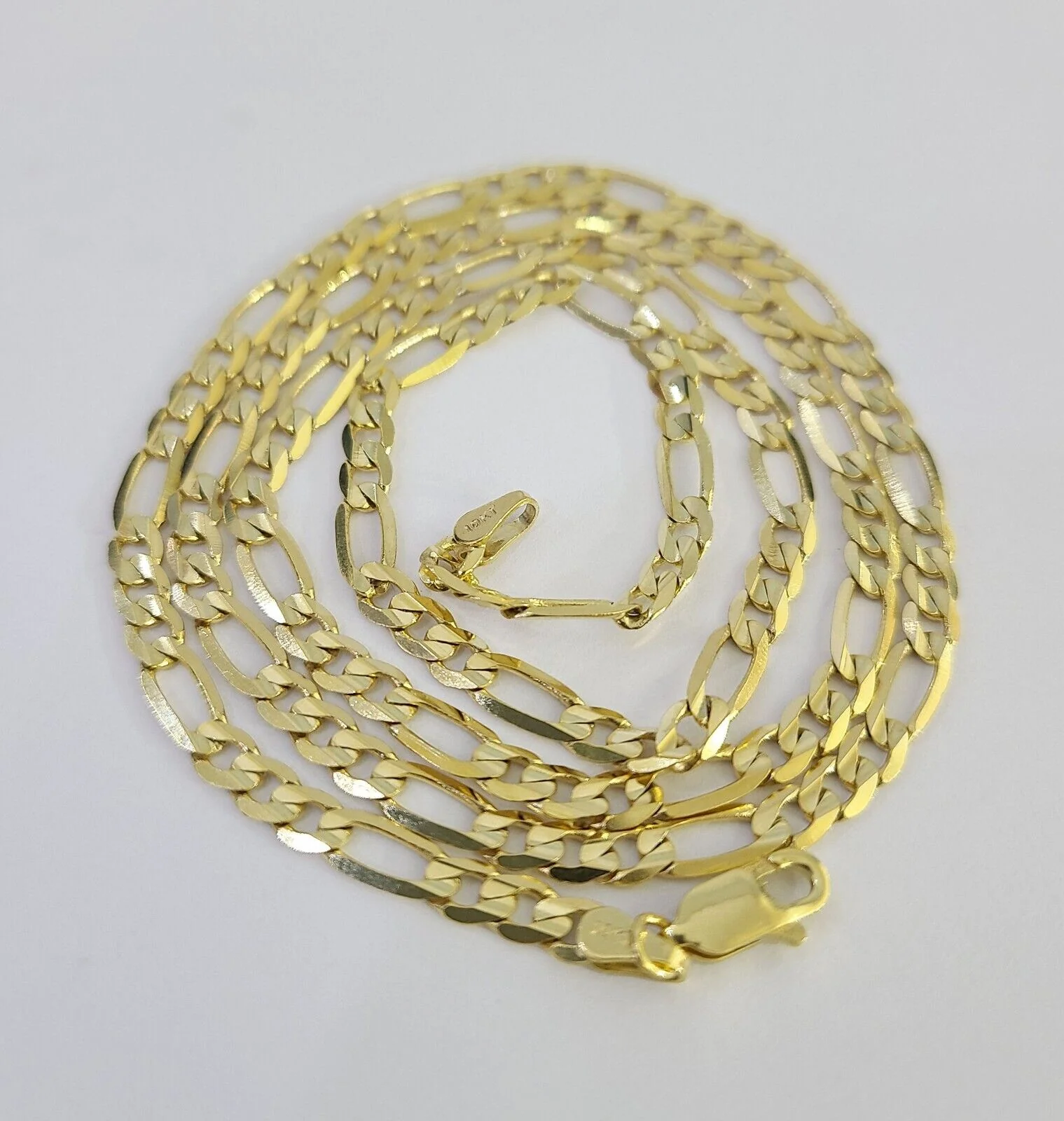 10K Solid Figaro Link Chain Necklace Yellow Gold 4mm 20" 22" 24" 10kt - Image 7