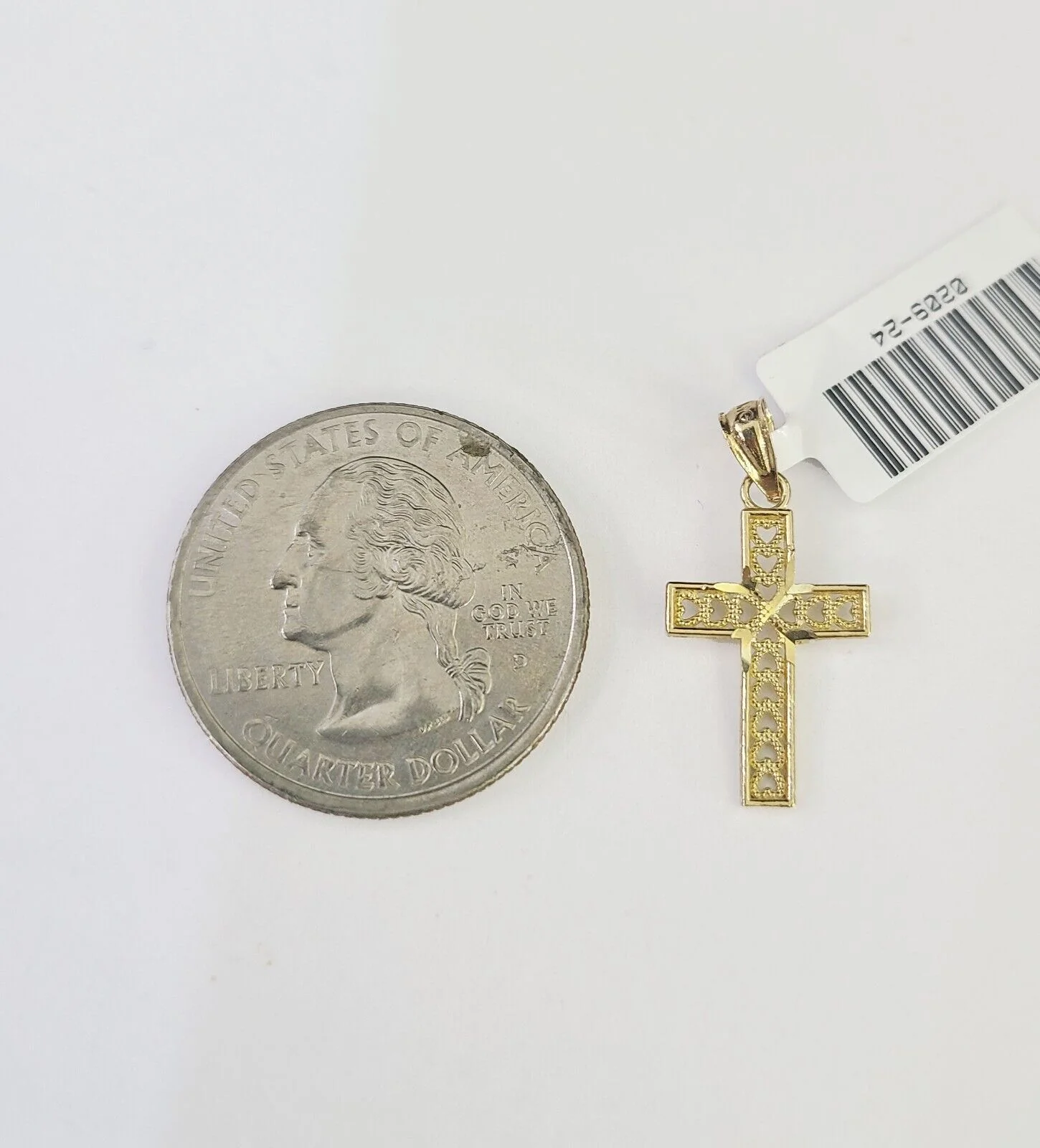 10K Solid Franco Chain Jesus Cross Pendant Charm Necklace 16"-24" 1mm Ladies - Image 2