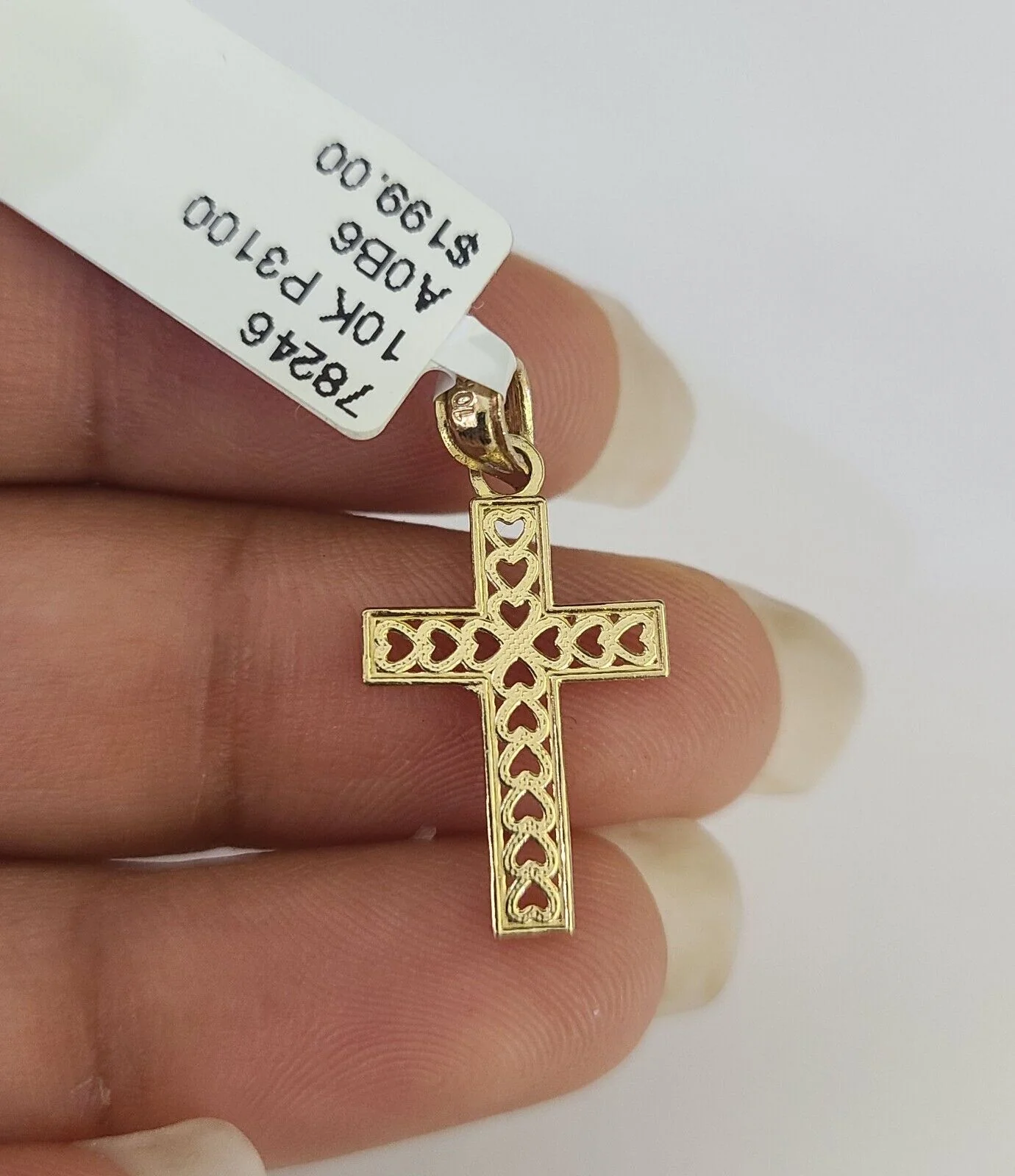 10K Solid Franco Chain Jesus Cross Pendant Charm Necklace 16"-24" 1mm Ladies - Image 7