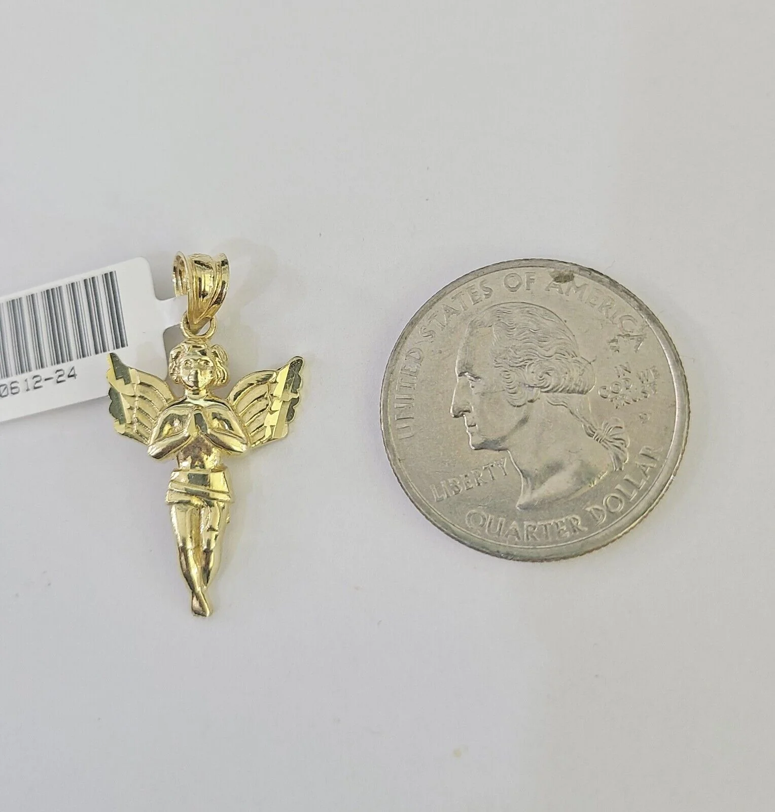 10K Solid Franco Chain Praying Angel Pendant Charm Necklace 18"-24" 1mm Gold - Image 4