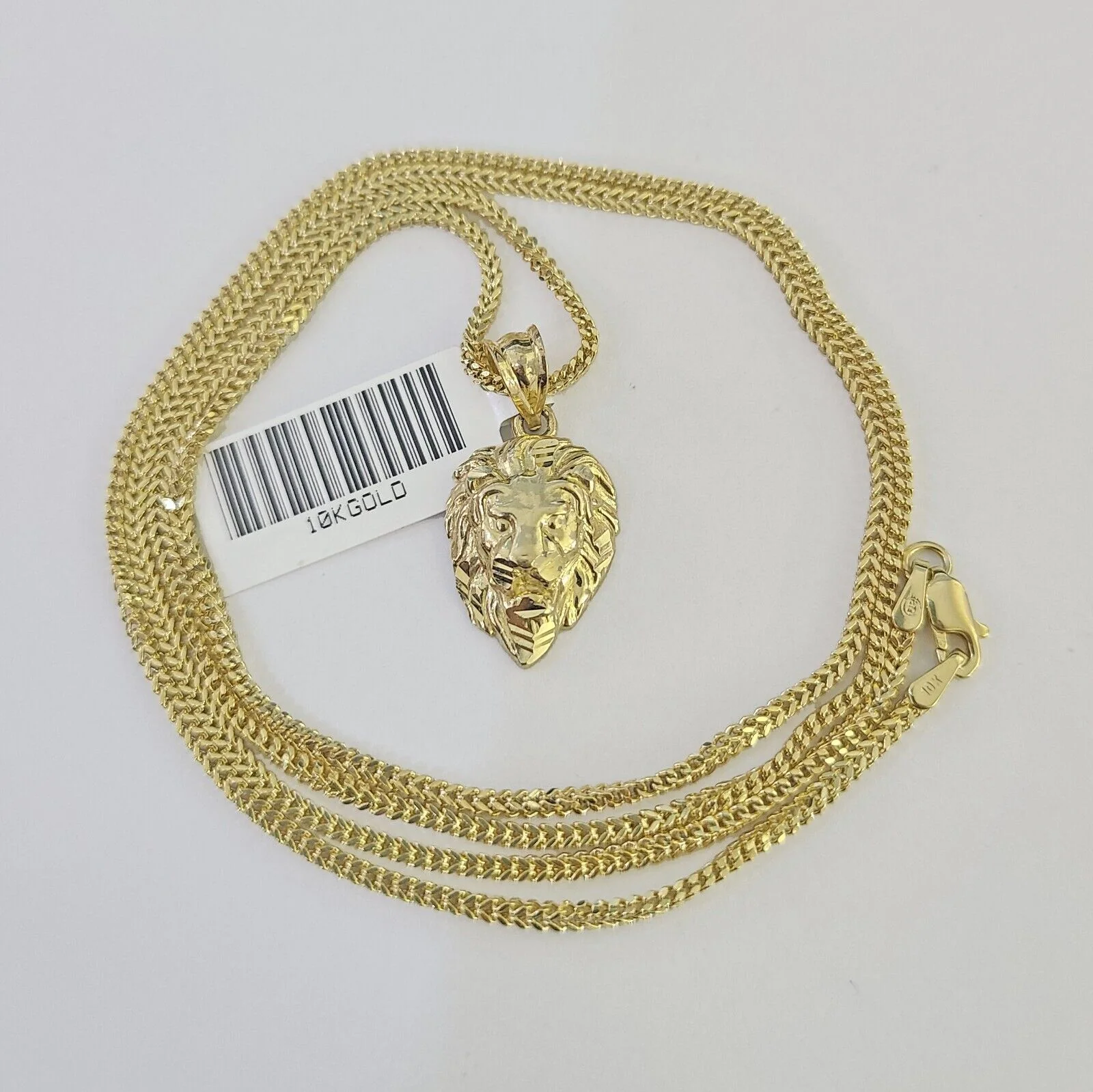 10K Solid Franco Chain Roaring Lion Pendant Charm Necklace 18"-24" 1mm Gold - Image 3