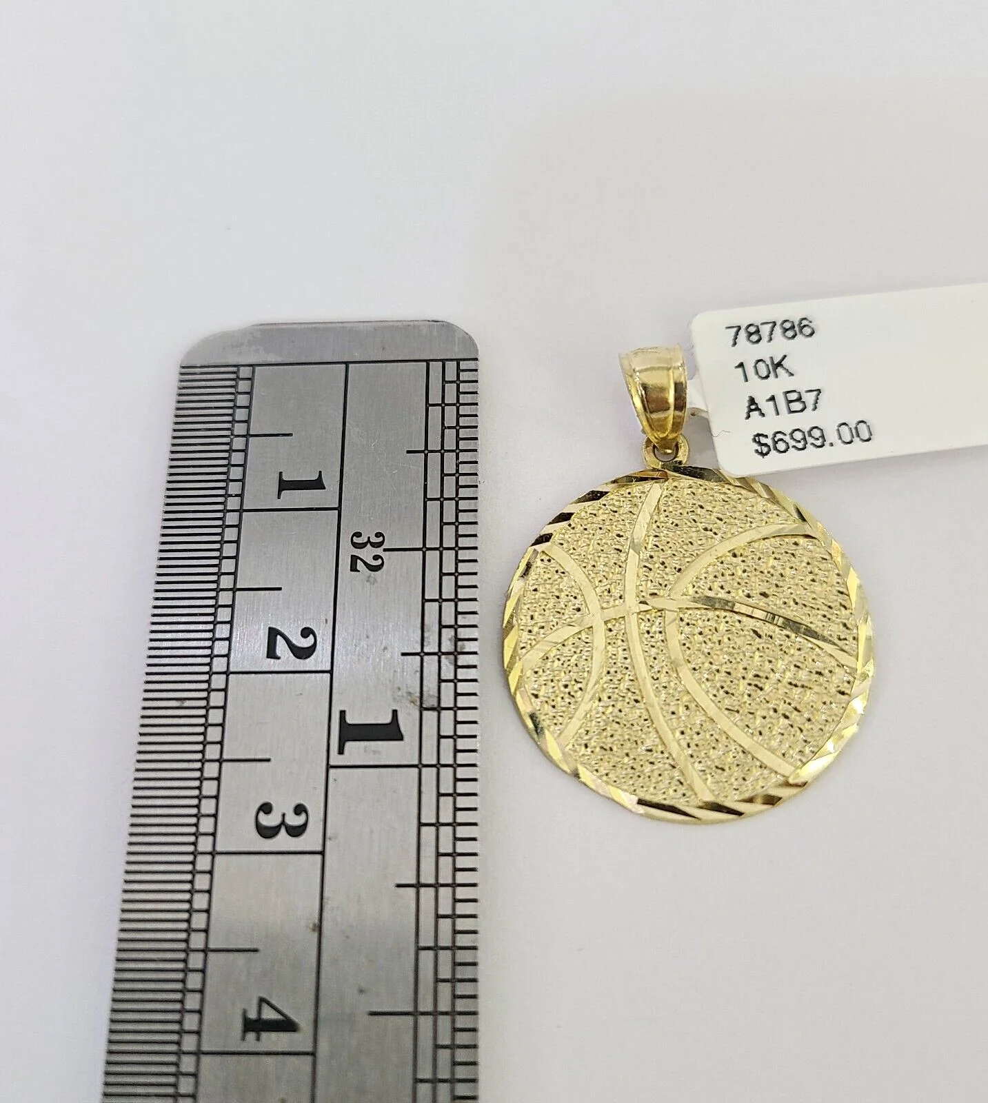 10k Solid Gold Cuban Curb Chain Basket Ball Pendant 2mm 18"-24" SET Necklace - Image 2