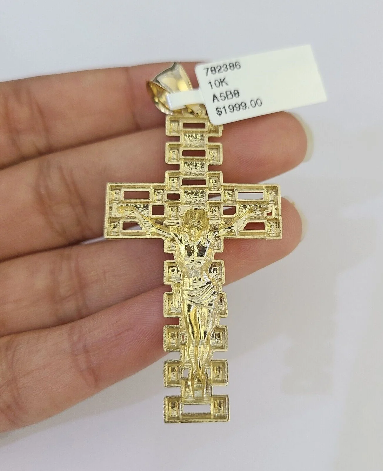 10k Solid Gold Cuban Curb Chain Jesus Cross Pendant 6mm 20"-30" SET Necklace - Image 7