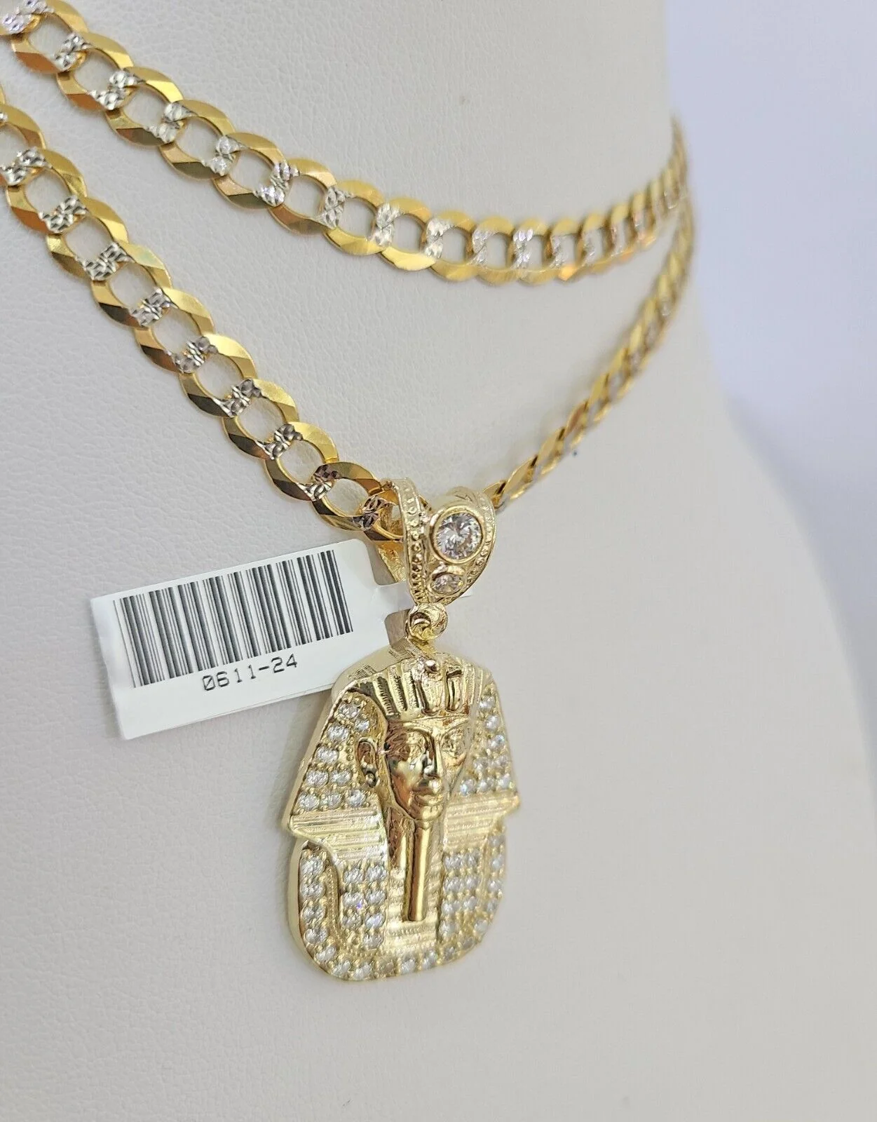 10k Solid Gold Cuban Curb Chain Pharaoh Pendant 6mm 20"-30" SET Necklace Charm - Image 6