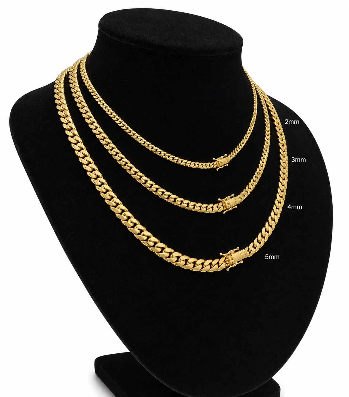 10k Solid Gold Miami Cuban Chain 2mm 3mm 4mm 5mm 18 20 22 24 inch Men Women - Image 3