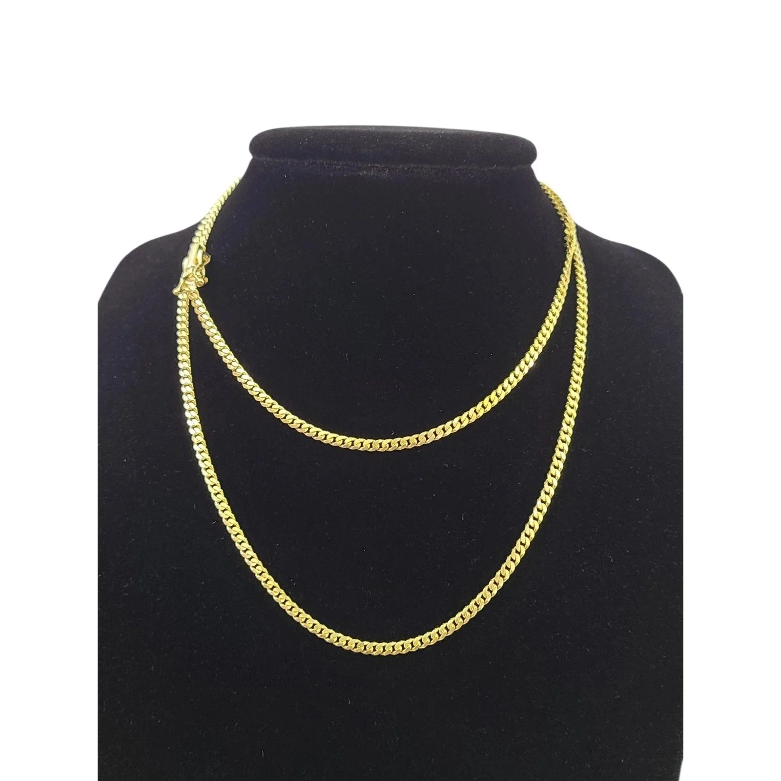 10k Solid Gold Miami Cuban Chain Bracelet Set 2mm Men Women Necklace - Image 5