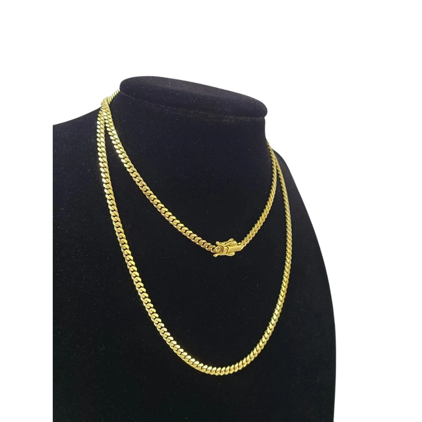 10k Solid Gold Miami Cuban Chain Bracelet Set 3mm 18"-24" Men Women Necklace - Image 4