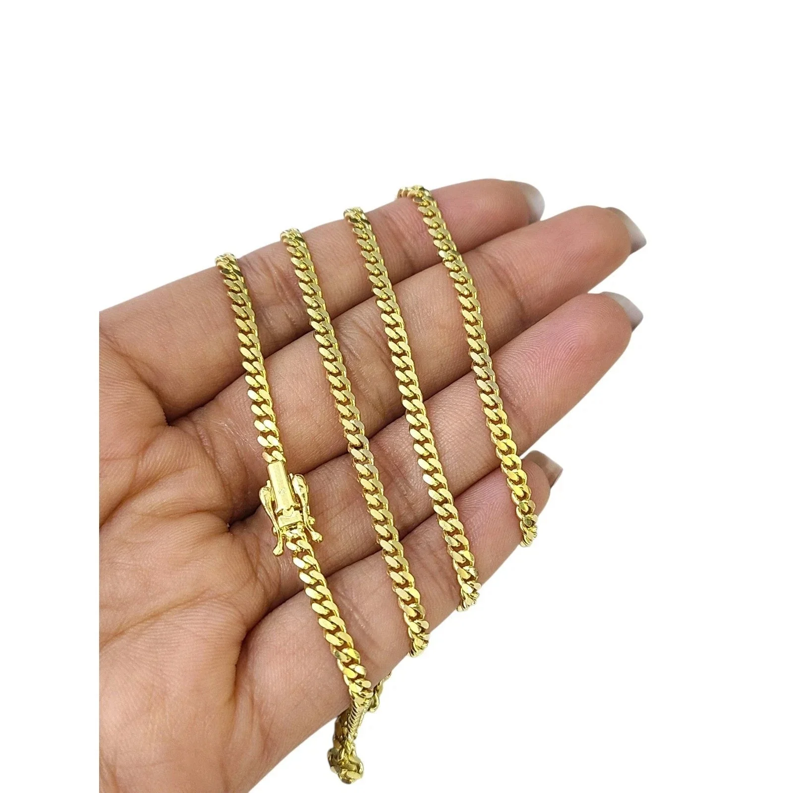 10k Solid Gold Miami Cuban Chain Bracelet Set 3mm 18"-24" Men Women Necklace - Image 7