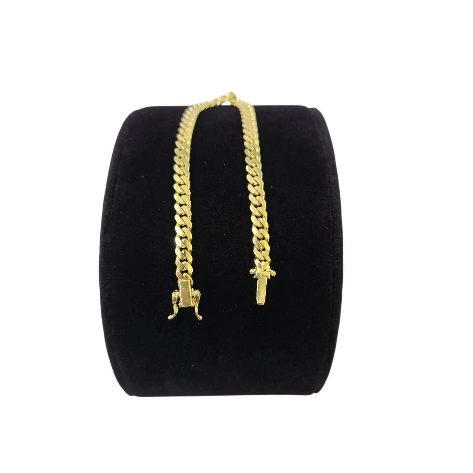 10k Solid Gold Miami Cuban Chain Bracelet Set 5mm Men Women Necklace Real - Image 2