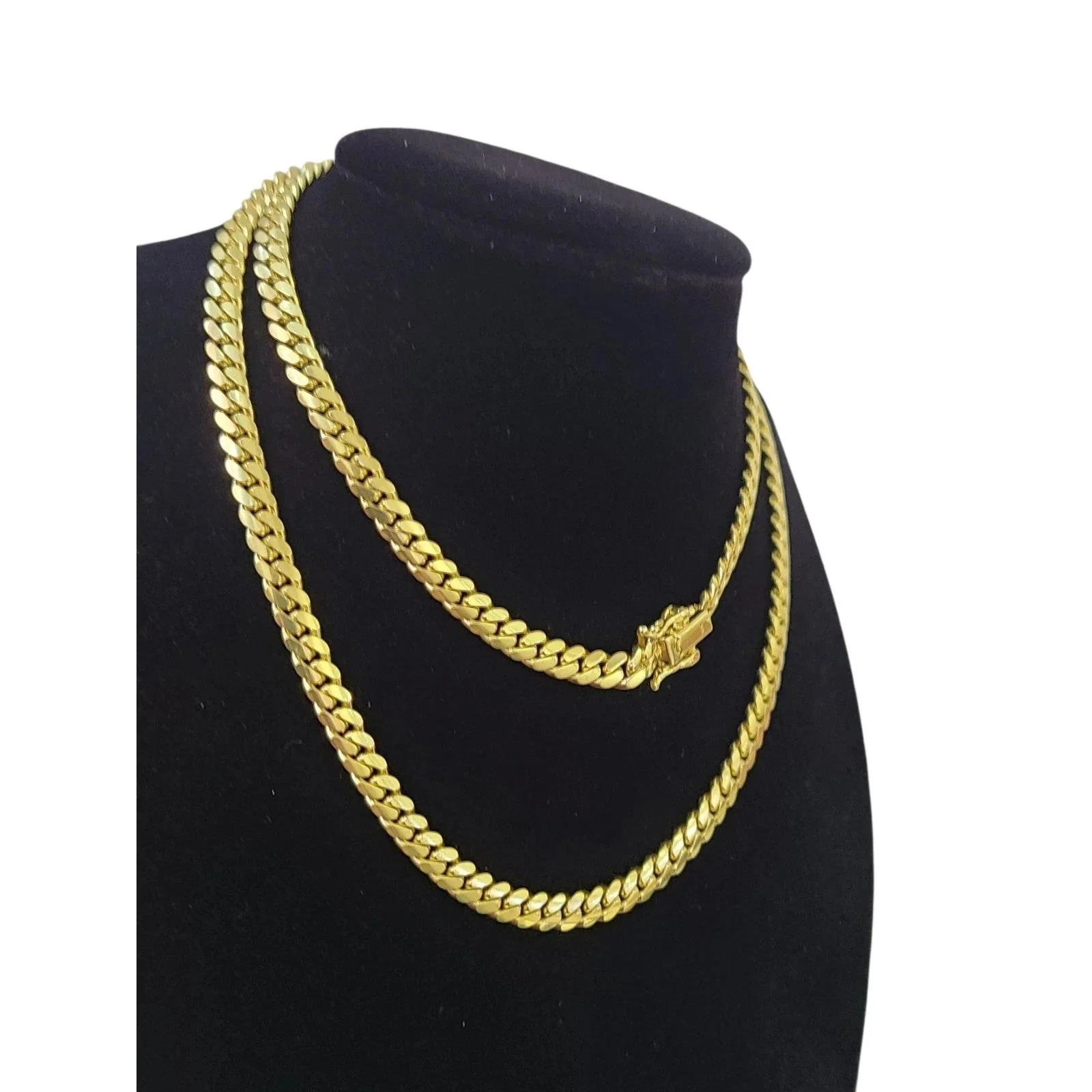 10k Solid Gold Miami Cuban Chain Bracelet Set 5mm Men Women Necklace Real - Image 3
