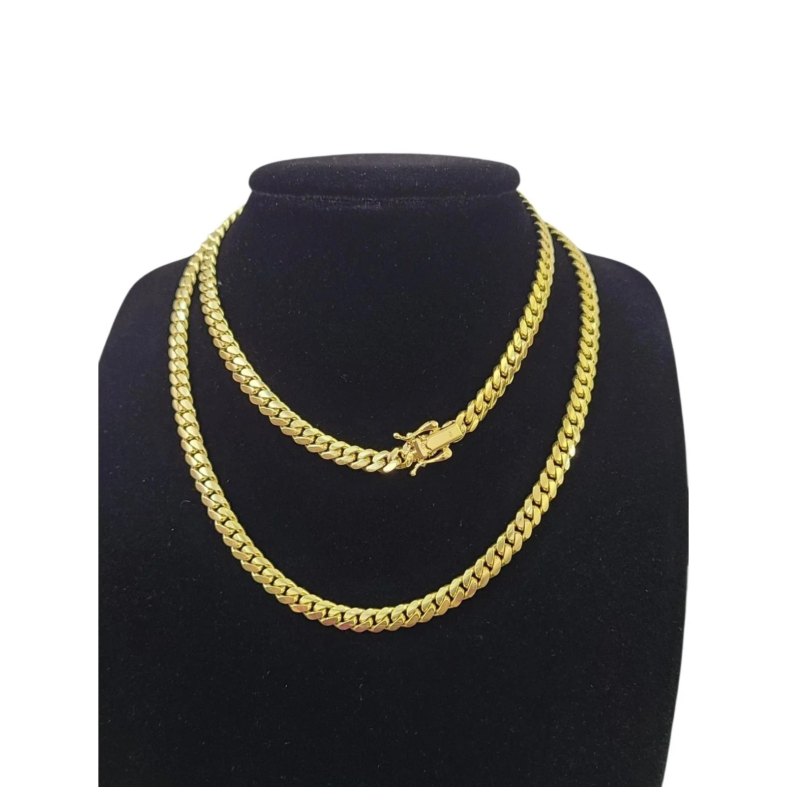10k Solid Gold Miami Cuban Chain Bracelet Set 5mm Men Women Necklace Real - Image 5